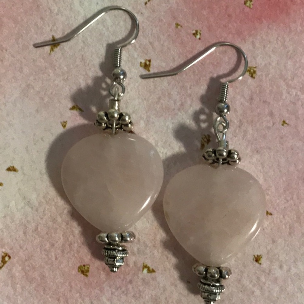 GENUINE ROSE QUARTZ, STONE OF LOVE 💗 EARRINGS, NWOT